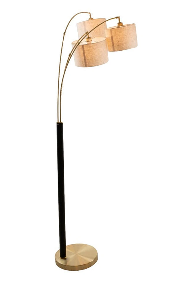 Luke Black Antique Brass 3-Arm Arc Lamp