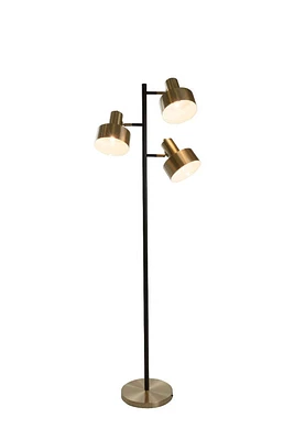 Arrigo 3 Light Black and Antique Brass Floor Lamp