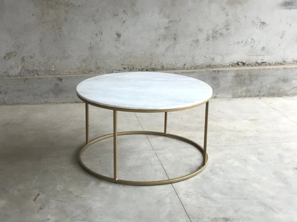 TANE ROUND MARBLE COFFEE TABLE BRASS LEGS