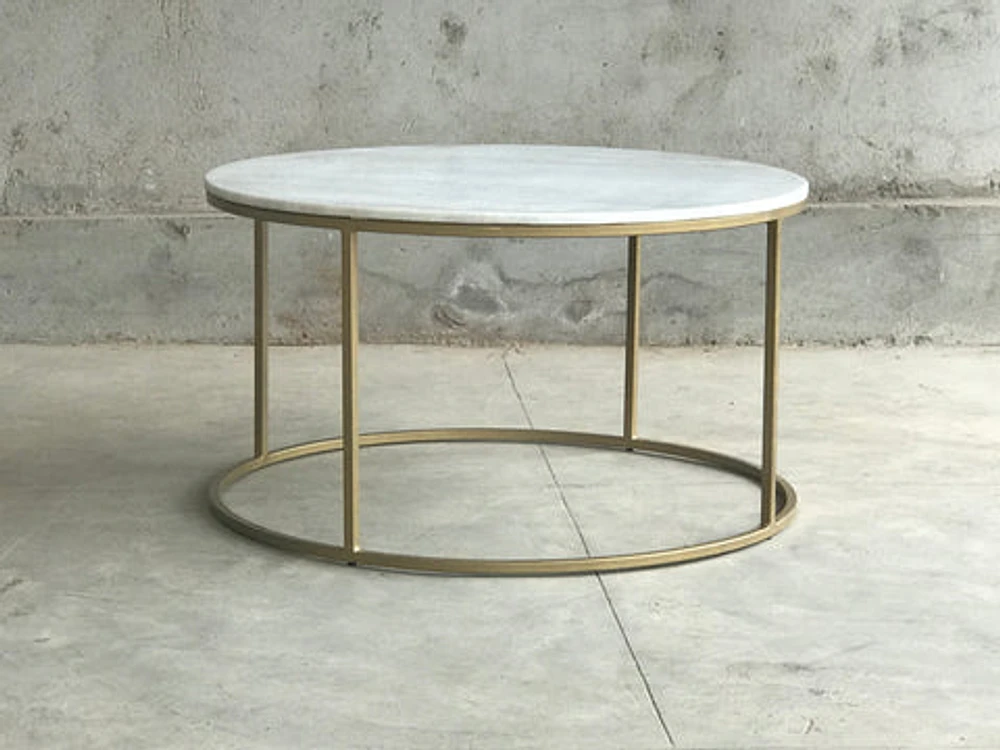 TANE ROUND MARBLE COFFEE TABLE BRASS LEGS