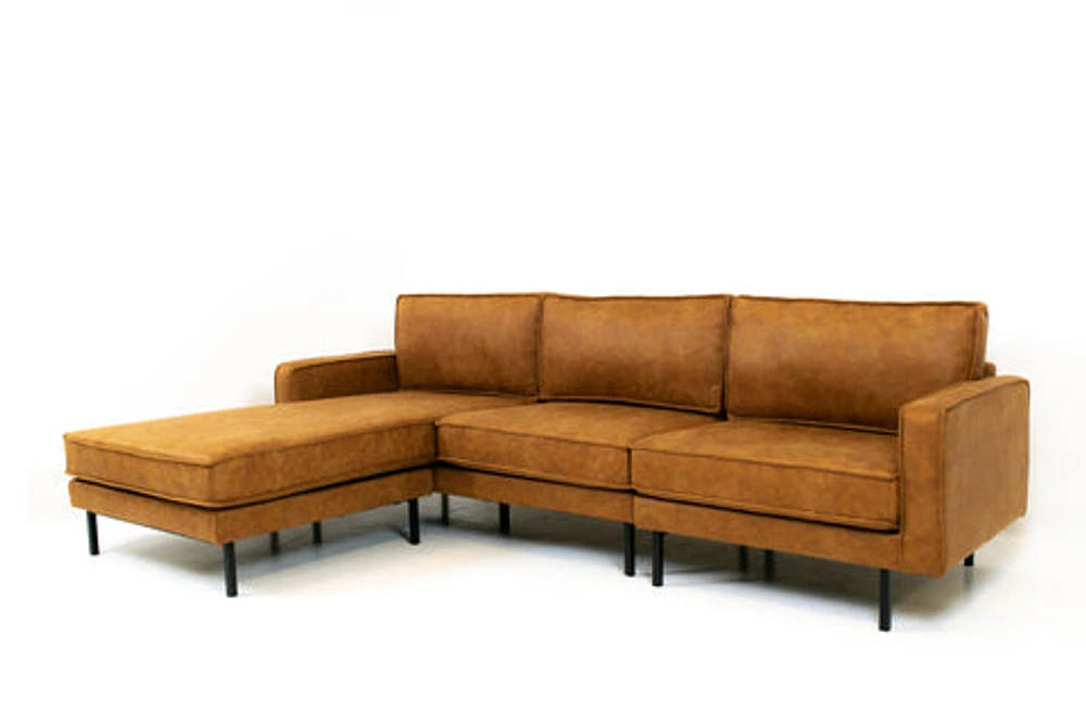 Beaumont Mid Century Reversible Sectional - Tan Brown