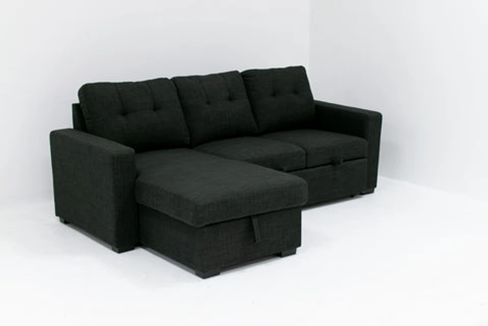 Judas Grey Fabric Pull Out Storage Sofa Bed Sectional Reversible