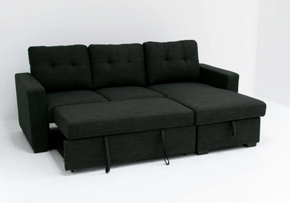 Judas Grey Fabric Pull Out Storage Sofa Bed Sectional Reversible