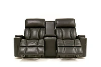 Aviator Leather Gel Power Recliner Console Loveseat - Black