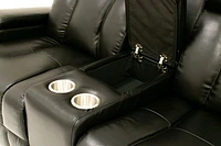 Aviator Leather Gel Power Recliner Console Loveseat - Black