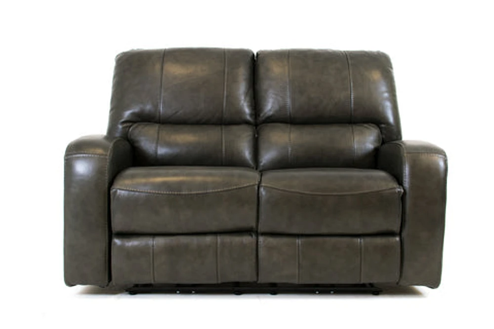 Floor Model Reynolds Genuine Leather Power Reclining Loveseat with Pow