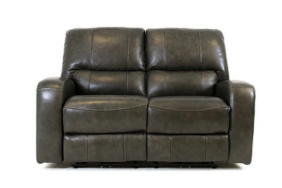 Floor Model Reynolds Genuine Leather Power Reclining Loveseat with Pow