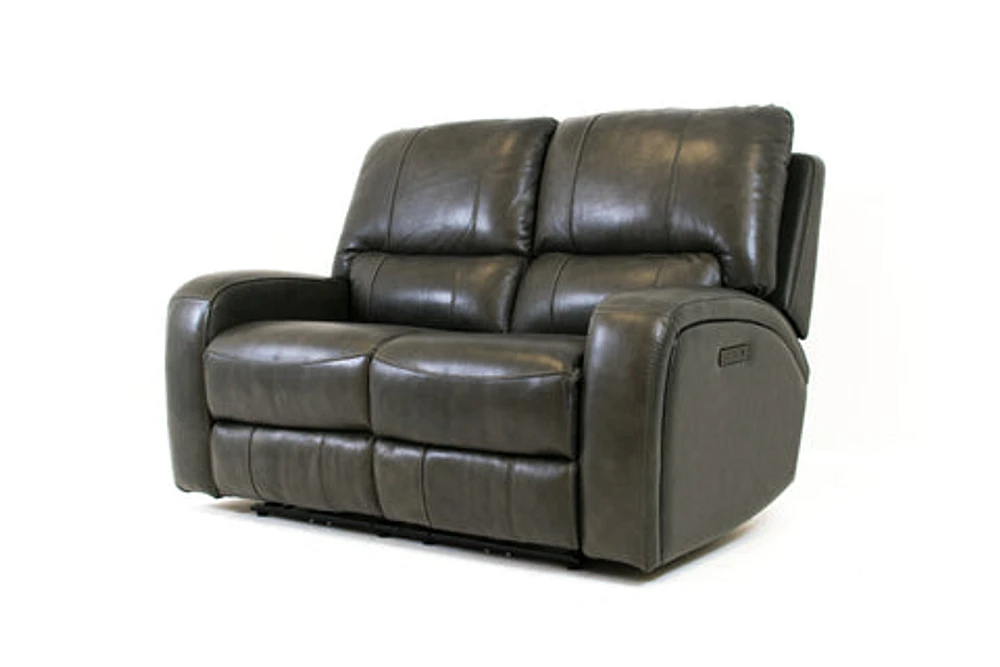 Floor Model Reynolds Genuine Leather Power Reclining Loveseat with Pow