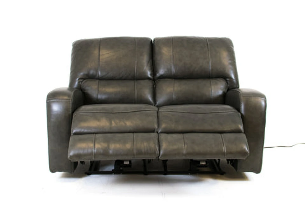 Floor Model Reynolds Genuine Leather Power Reclining Loveseat with Pow