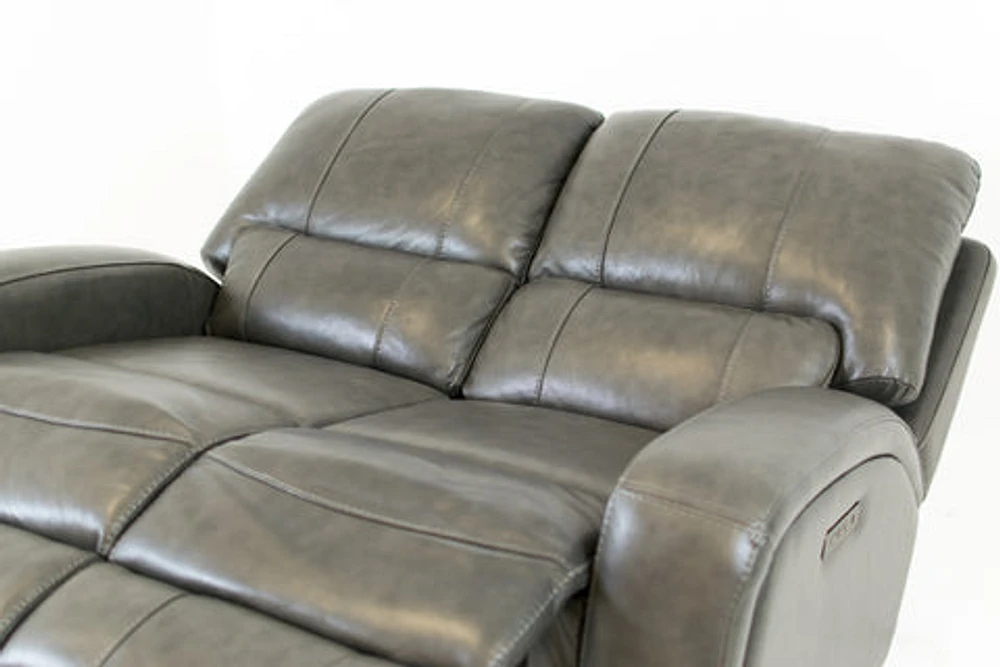 Floor Model Reynolds Genuine Leather Power Reclining Loveseat with Pow