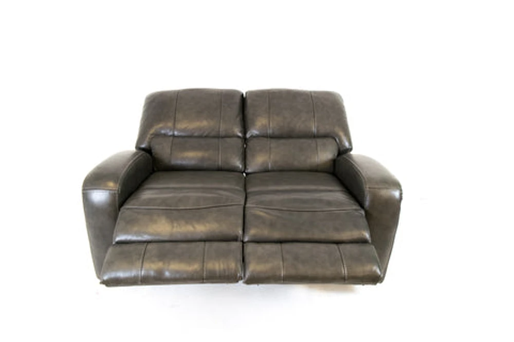 Floor Model Reynolds Genuine Leather Power Reclining Loveseat with Pow