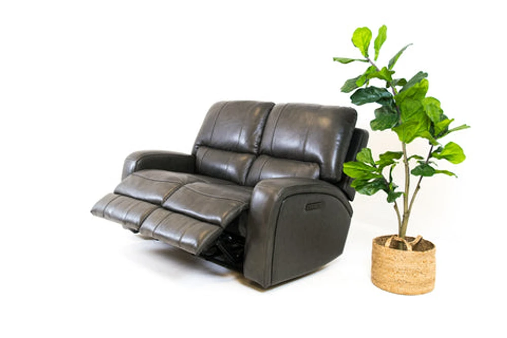 Floor Model Reynolds Genuine Leather Power Reclining Loveseat with Pow