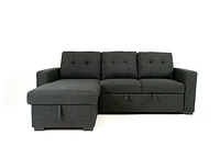 Judas Grey Fabric Pull Out Storage Sofa Bed Sectional Reversible