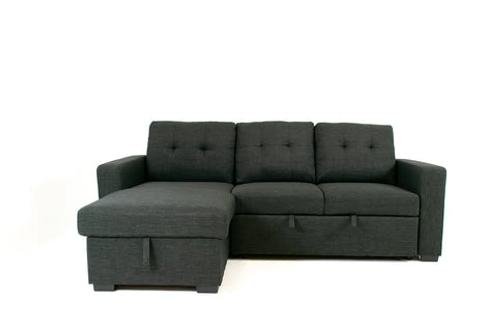 Judas Grey Fabric Pull Out Storage Sofa Bed Sectional Reversible