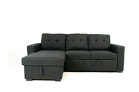 Judas Grey Fabric Pull Out Storage Sofa Bed Sectional Reversible