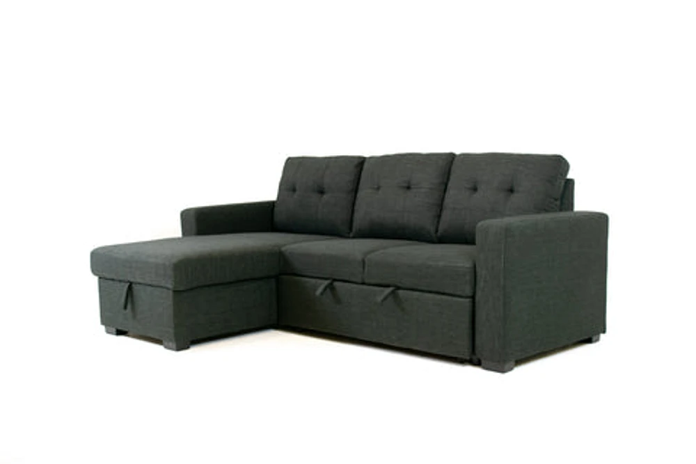 Judas Grey Fabric Pull Out Storage Sofa Bed Sectional Reversible