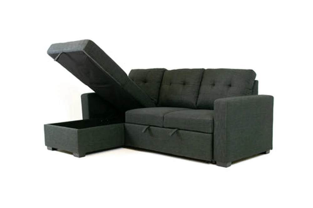 Judas Grey Fabric Pull Out Storage Sofa Bed Sectional Reversible