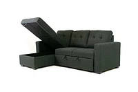 Judas Grey Fabric Pull Out Storage Sofa Bed Sectional Reversible