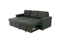 Judas Grey Fabric Pull Out Storage Sofa Bed Sectional Reversible