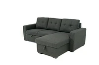 Judas Grey Fabric Pull Out Storage Sofa Bed Sectional Reversible