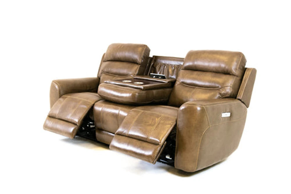 Marcella Genuine Leather Power Recliner Sofa With Drop Down Table