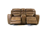 Floor Model Marcella Genuine Leather Power Recliner Loveseat With Cons