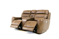 Marcella Genuine Leather Power Recliner Loveseat With Console