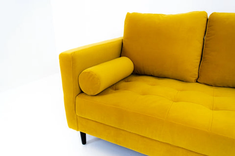 Alfie Mid Century Velvet Fabric Loveseat - Dijon