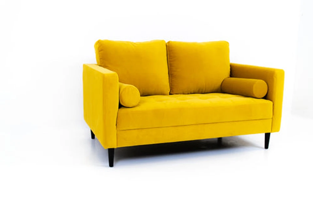 Alfie Mid Century Velvet Fabric Loveseat - Dijon