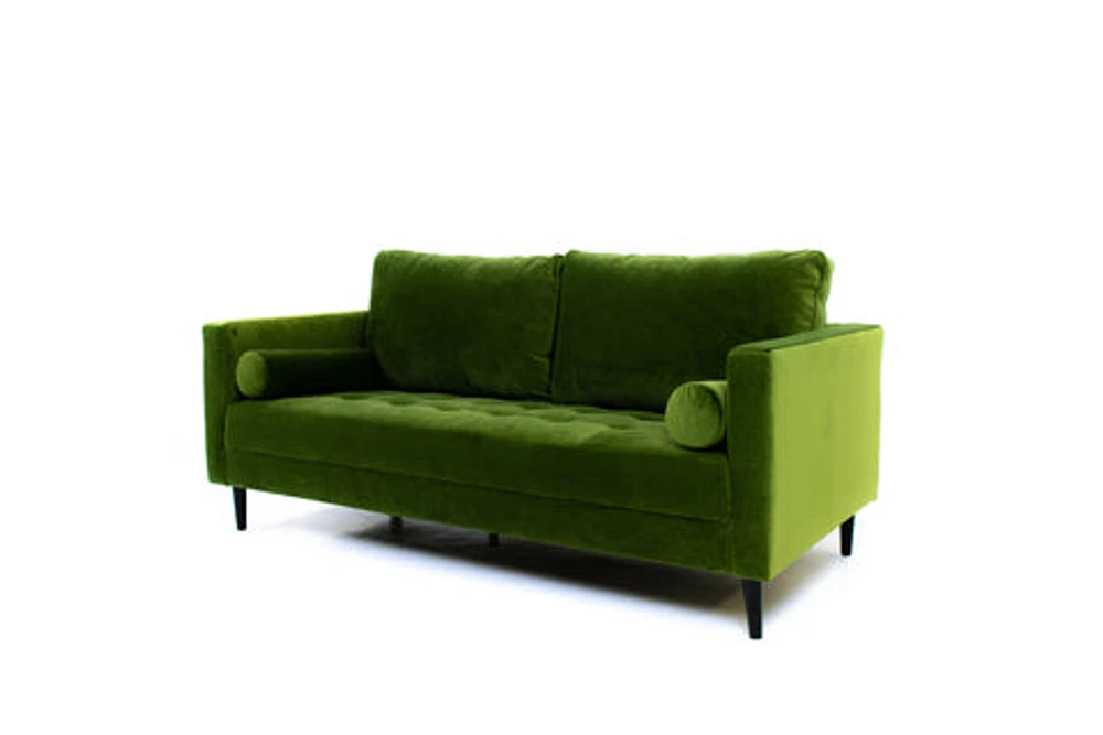 Alfie Mid Century Velvet Fabric Sofa - Juniper