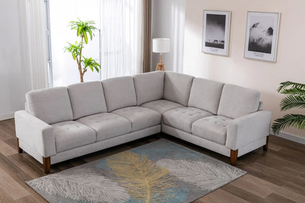 Dallas Contemporary 2-piece Sectional - Cream