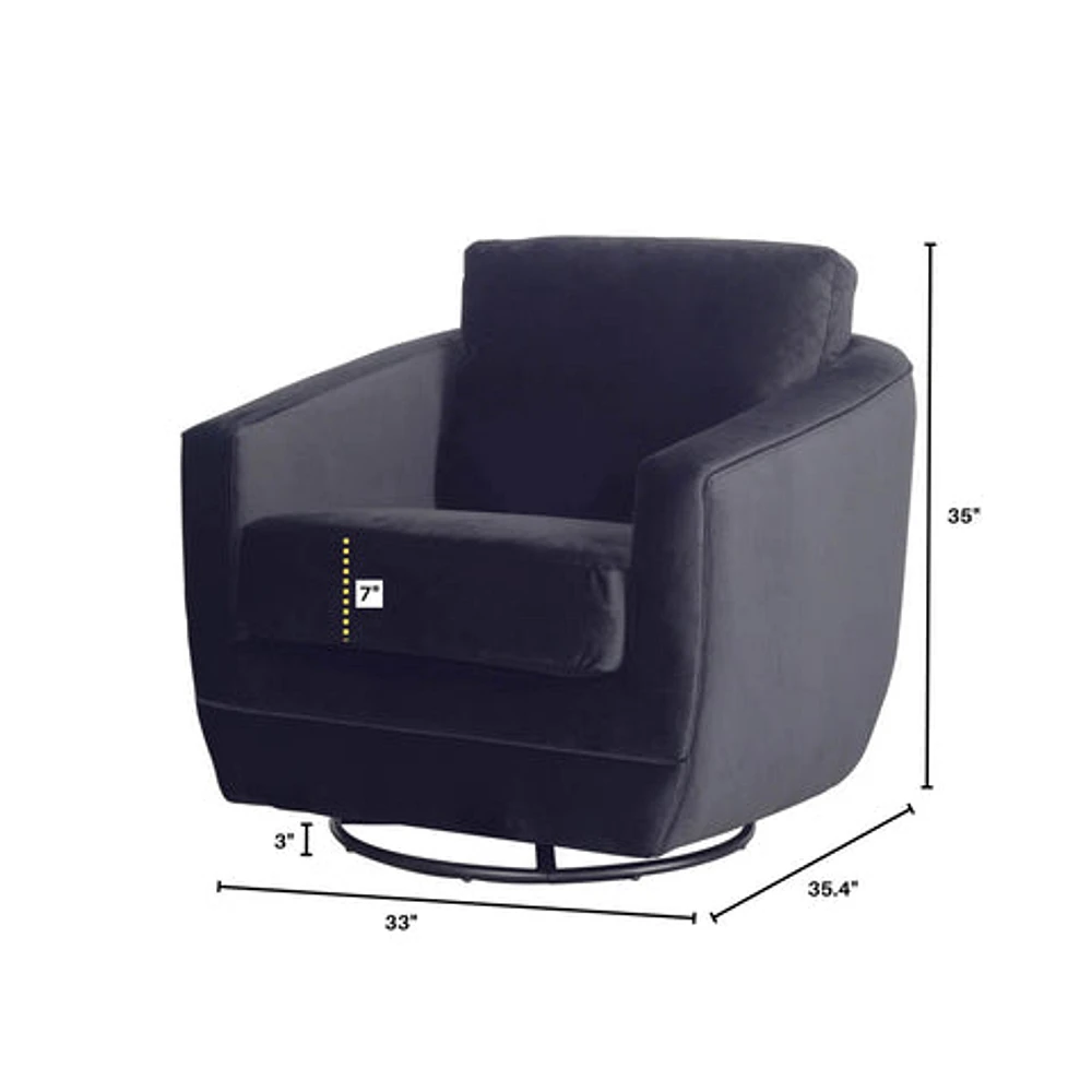 Baltimo Swivel Glider - Velvet Black