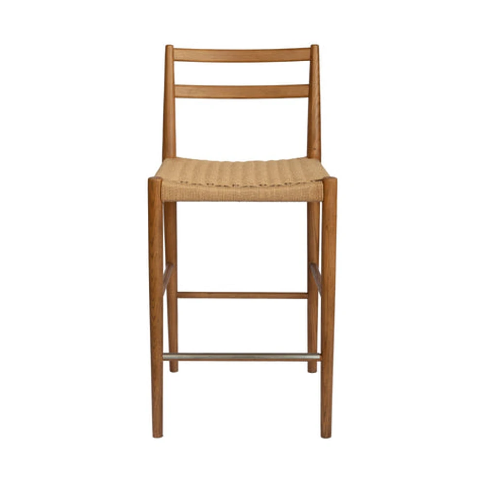 Jakarta Counter Stool with Back - Walnut/Natural Woven Seat