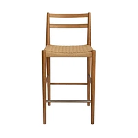 Jakarta Counter Stool with Back - Walnut/Natural Woven Seat