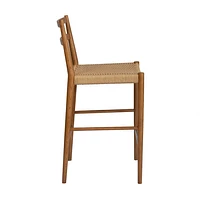 Jakarta Counter Stool with Back - Walnut/Natural Woven Seat