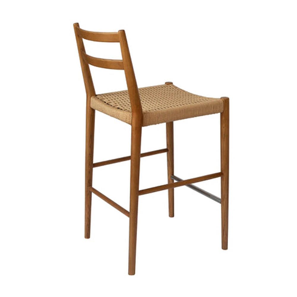 Jakarta Counter Stool with Back - Walnut/Natural Woven Seat