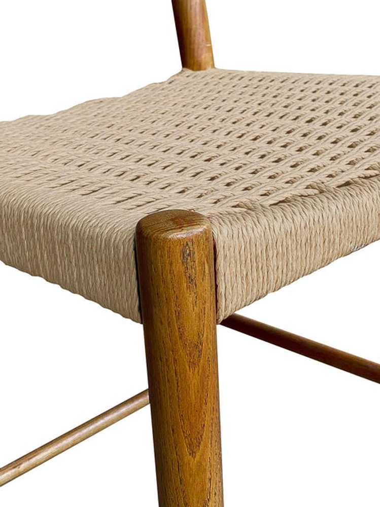 Jakarta Counter Stool with Back - Walnut/Natural Woven Seat