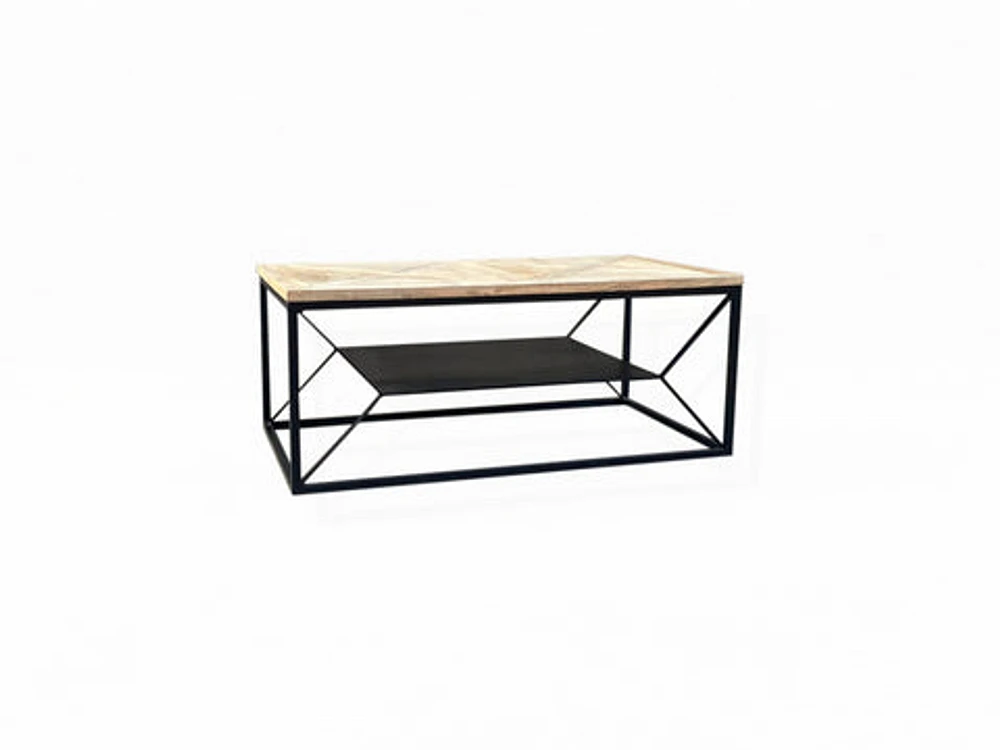 Kenning Coffee Table Wooden Top & Black Metal Legs