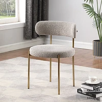 Ronda Boucle Fabric Dining Chair Brushed Brass