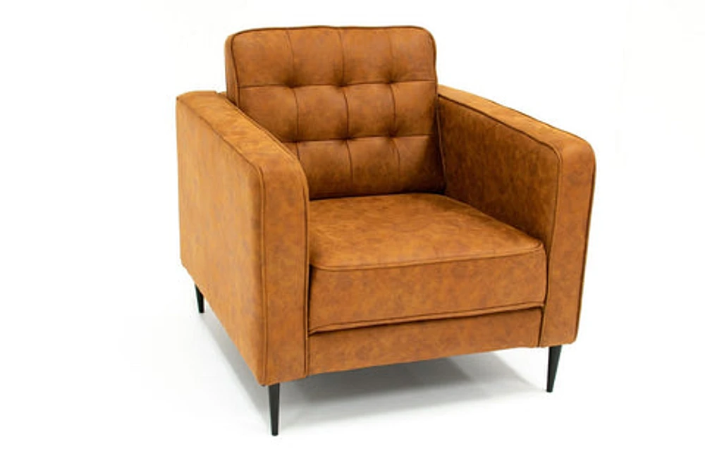 Lucas Mid Century Tufted Fabric Chair - SF203 BROWN