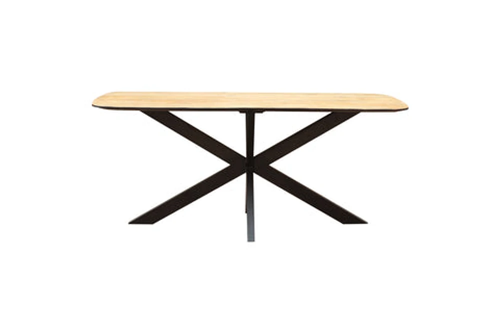 Florian IRON AND SOLID WOOD CROSS LEGS DINING TABLE