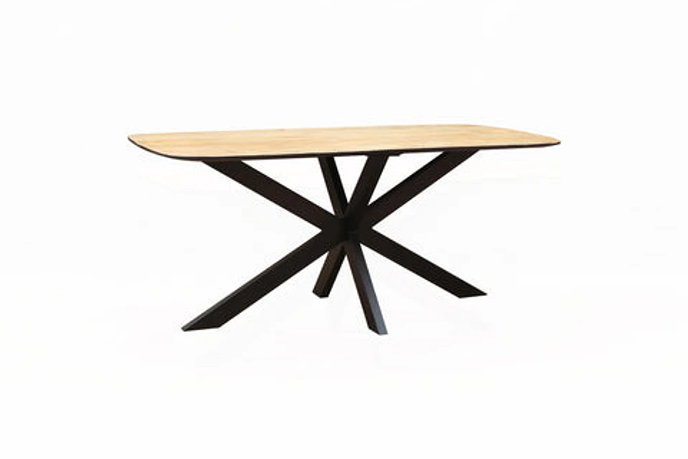 Florian IRON AND SOLID WOOD CROSS LEGS DINING TABLE