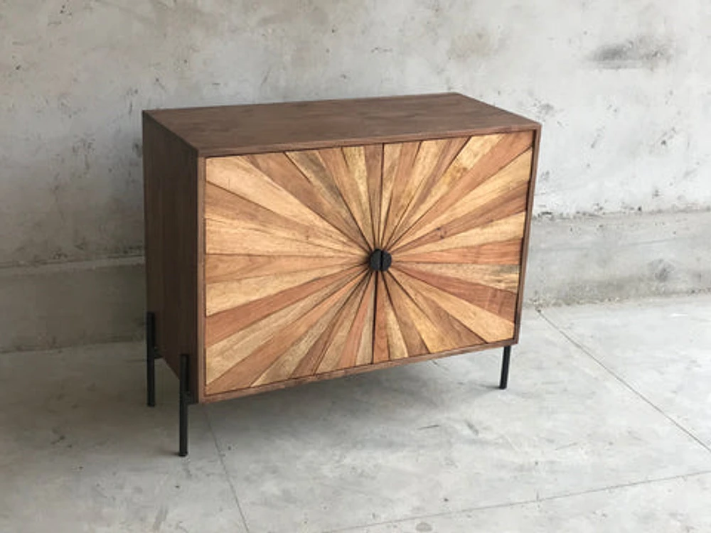 FITNIA SOLID WOOD WITH SUNBURST PATTERN 2 DOOR SIDEBOARD