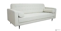 Lucas Mid Century Fabric Sofa - Boucle' White Fabric