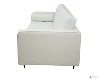 Lucas Mid Century Fabric Sofa - Boucle' White Fabric