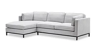 Fritzie Fabric Sectional Sofa Black Metal Legs Left Chaise - Grey