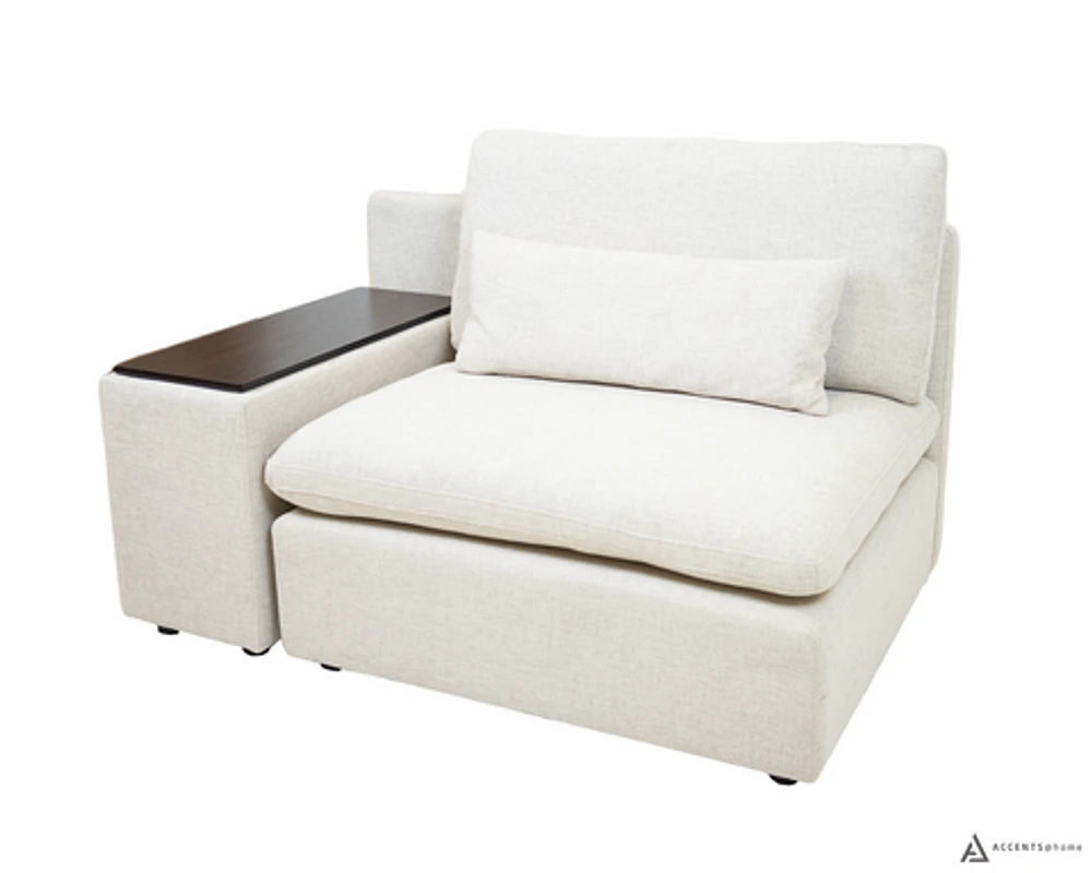 Morgan Modular Sectional Reversible Arm Chair with Console - Beige