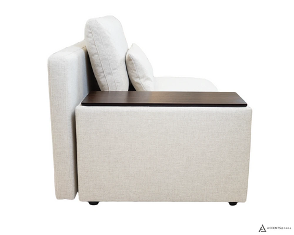 Morgan Modular Sectional Reversible Arm Chair with Console - Beige