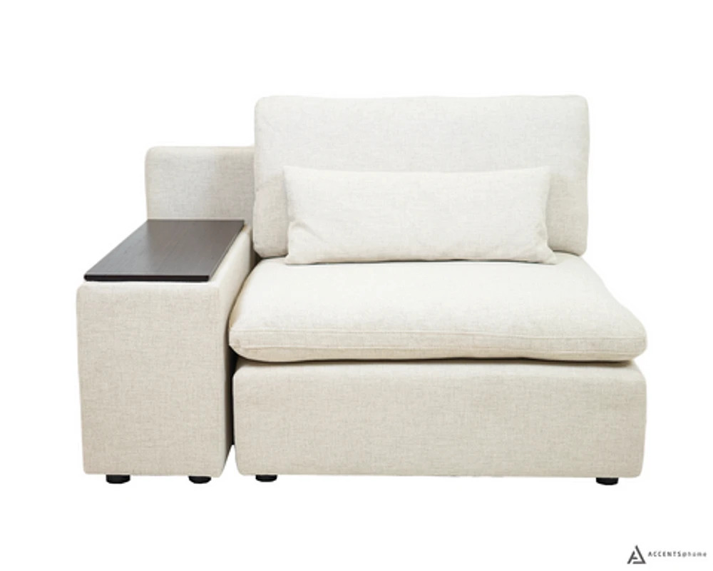 Morgan Modular Sectional Reversible Arm Chair with Console - Beige