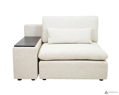 Morgan Modular Sectional Reversible Arm Chair with Console - Beige